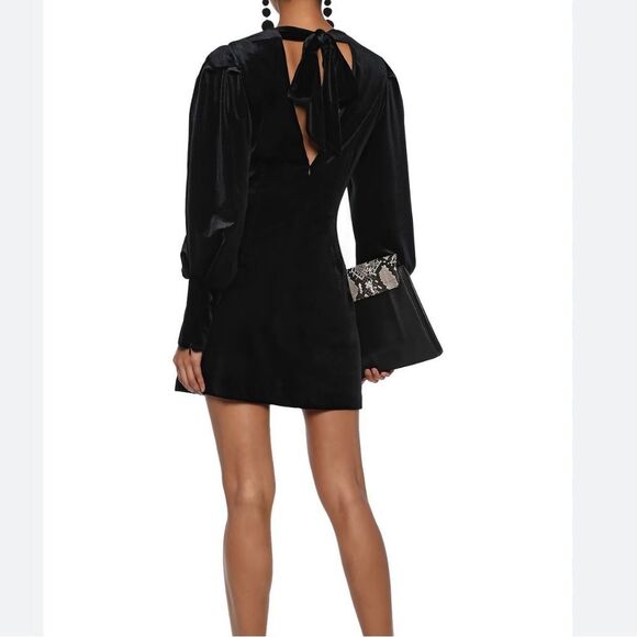 Rebecca Minkoff Black Gwen Velvet Long Sleeve Mini Dress Size 6 NWT - Picture 2 of 16